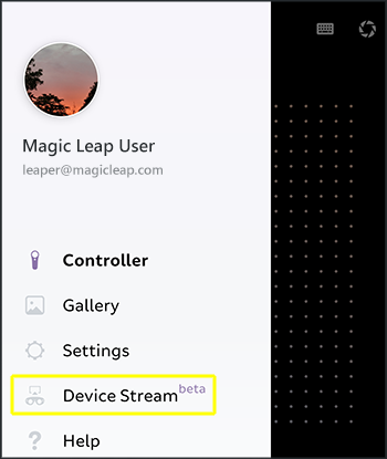 Enable Device Stream in Mobile App settings